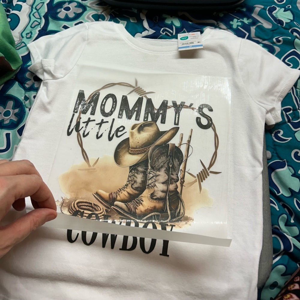 Mommy’s little cowboy shirts.